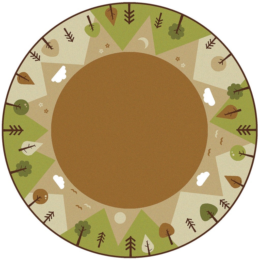 KIDSoft Tranquil Mountains Rug - 6ft - Round - Tan