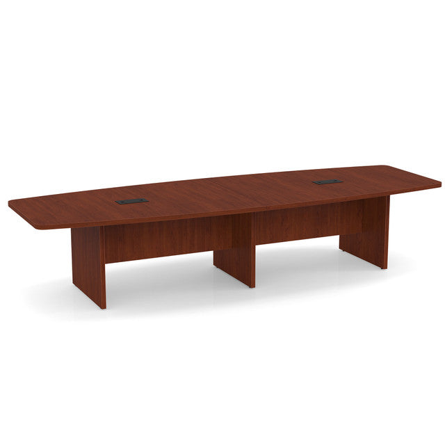 OfficeSource  Boat Shaped Conference Table with Slab Base - 145" - Cherry