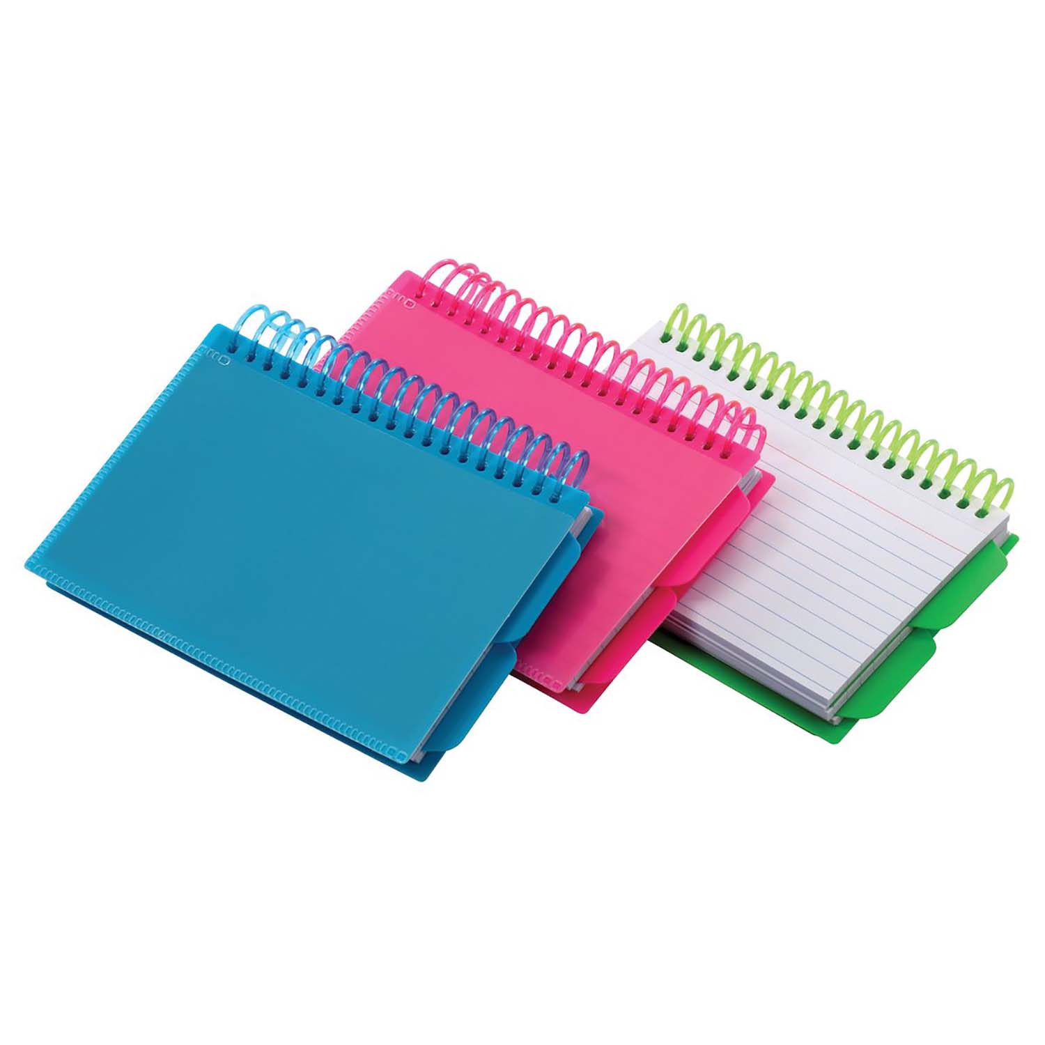 Spiral Index Cards with Poly Covers, 3" x 5", Assorted