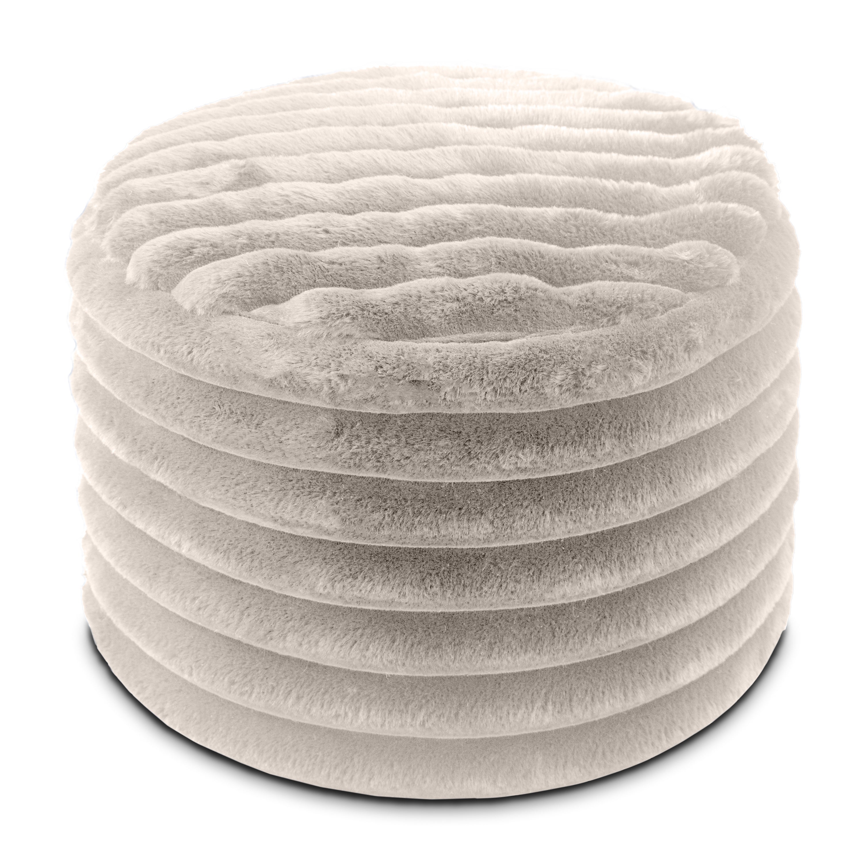 Jaxx Paran Accent Pouf - Fluffy Faux Fur Ottoman for Modern Interior Design, Regular, Grey