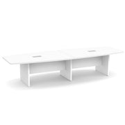 OfficeSource  Boat Shaped Conference Table with Slab Base - 145" - White