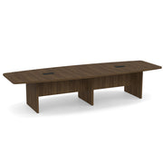 OfficeSource  Boat Shaped Conference Table with Slab Base - 145" - Modern Walnut