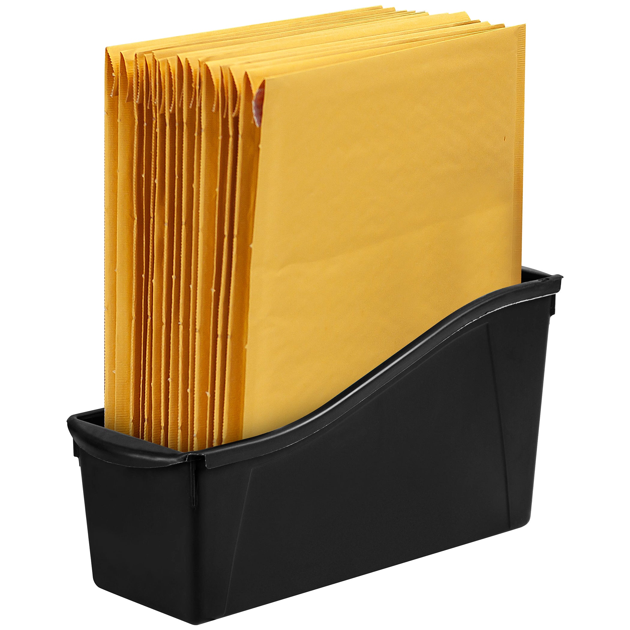 Large Book Bin with Front Pockets, Black