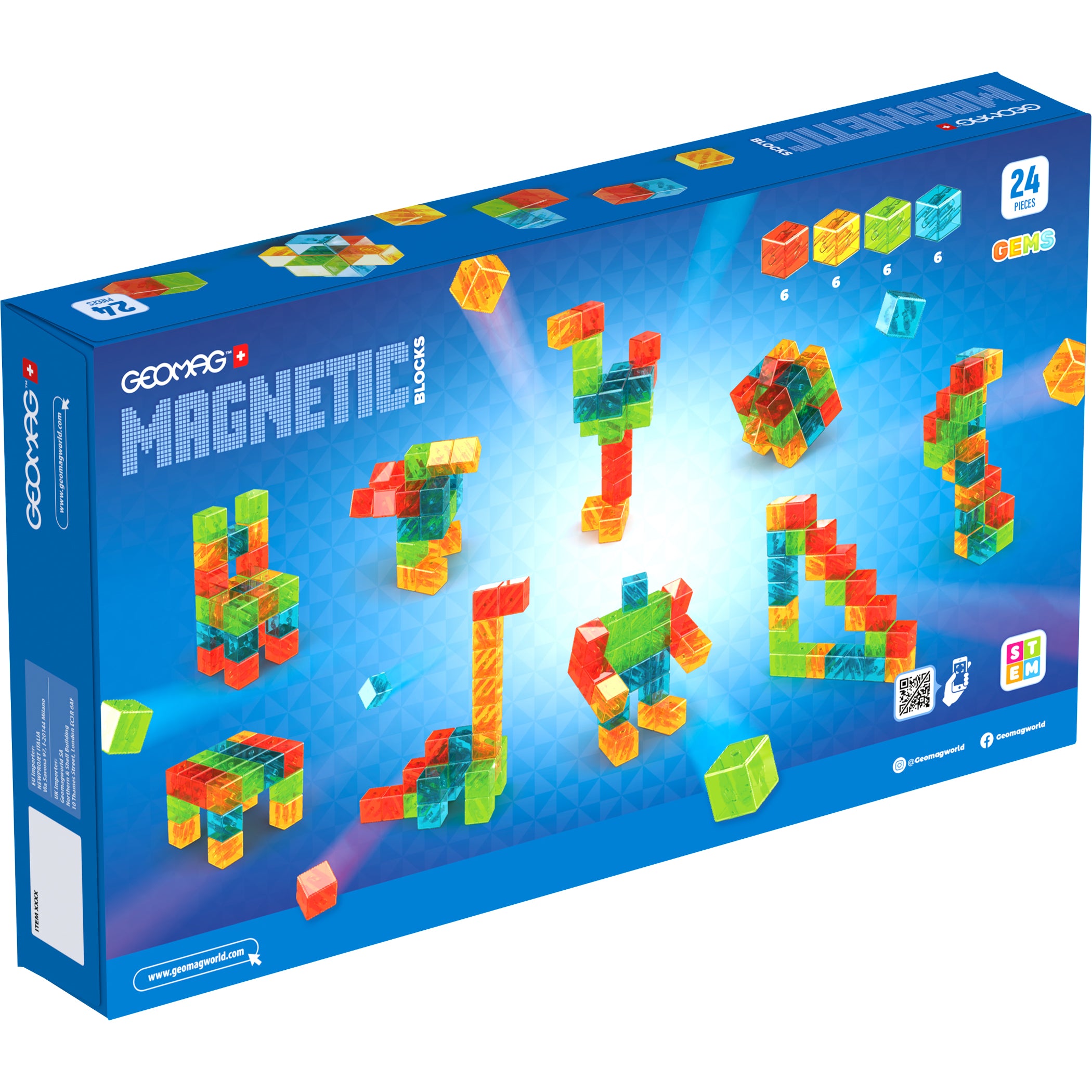 GEOMAG MAGNETIC BLOCKS GEMS 24PCS