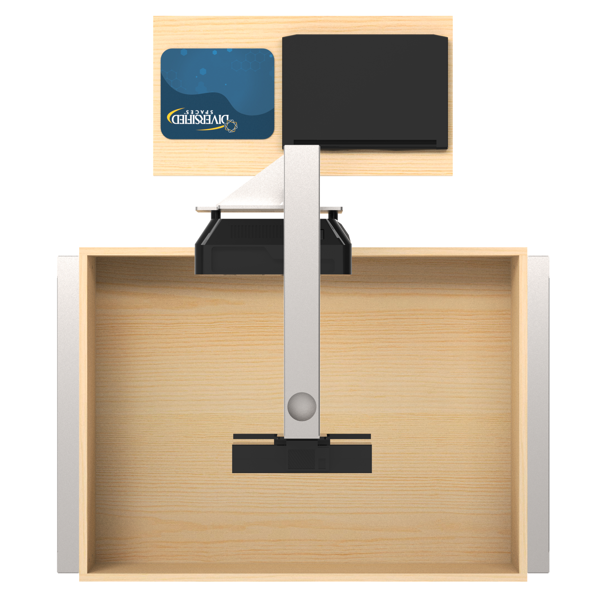 Augmented Reality Sandbox, Adjustable Height, Light Hardwood, Silver Metal