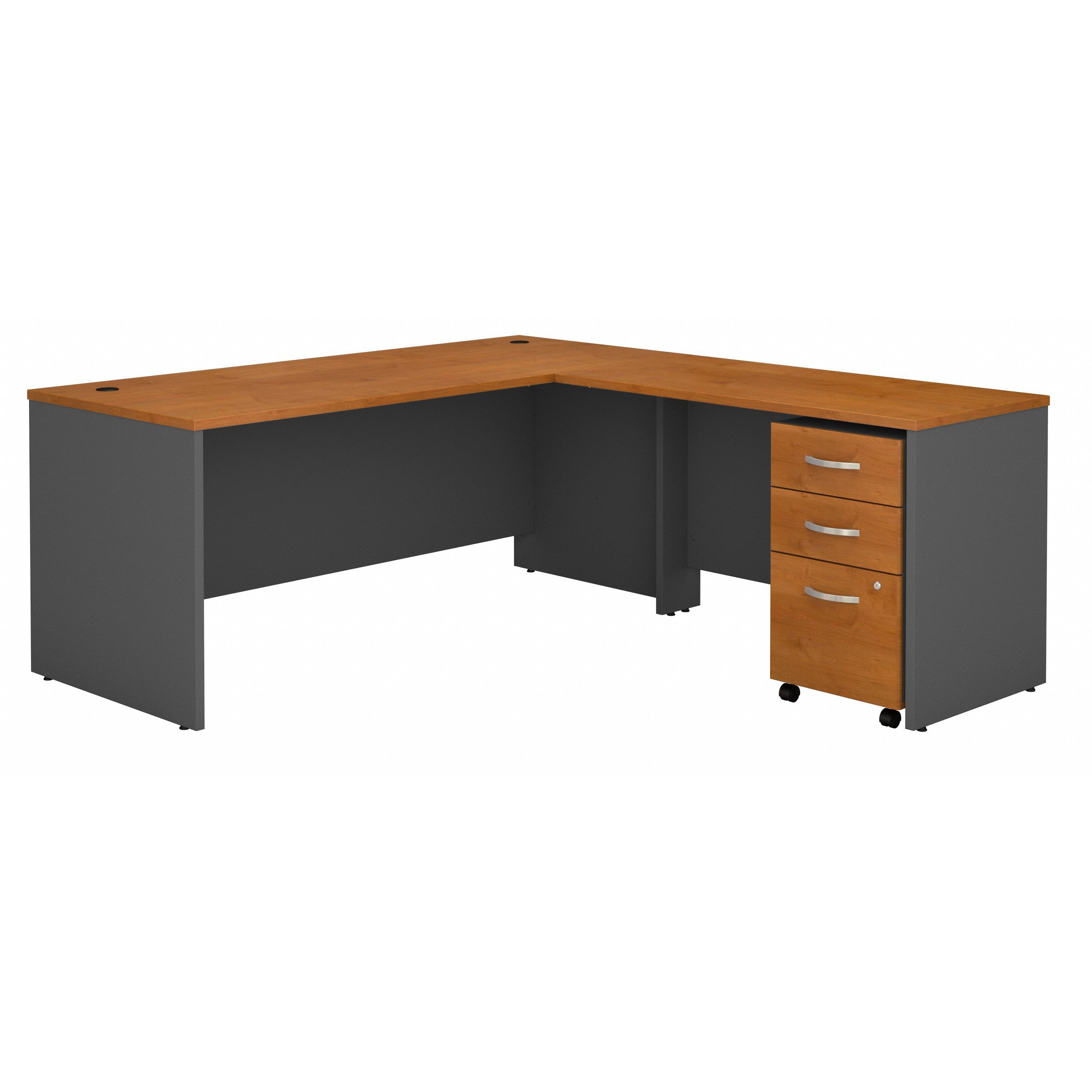 Bush Business Furniture Series C 72W L Shaped Desk with 48W Return and Mobile File Cabinet in Natural Cherry - 71.02" Width x 77.05" Depth x 29.8" Height