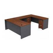 Bush Business Furniture Series C 72W U-Station with 2-Drawer Mobile Pedestal and 3-Drawer Mobile Pedestal - 71.1" Width x 107.09" Depth x 29.8" Height