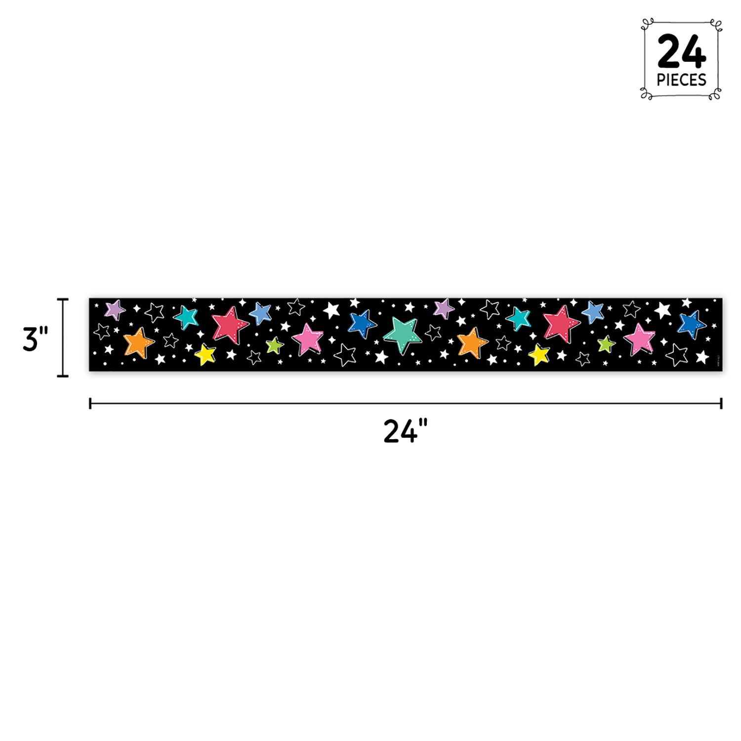 Star Bright Colorful Stars on Black EZ Border, 48 Feet