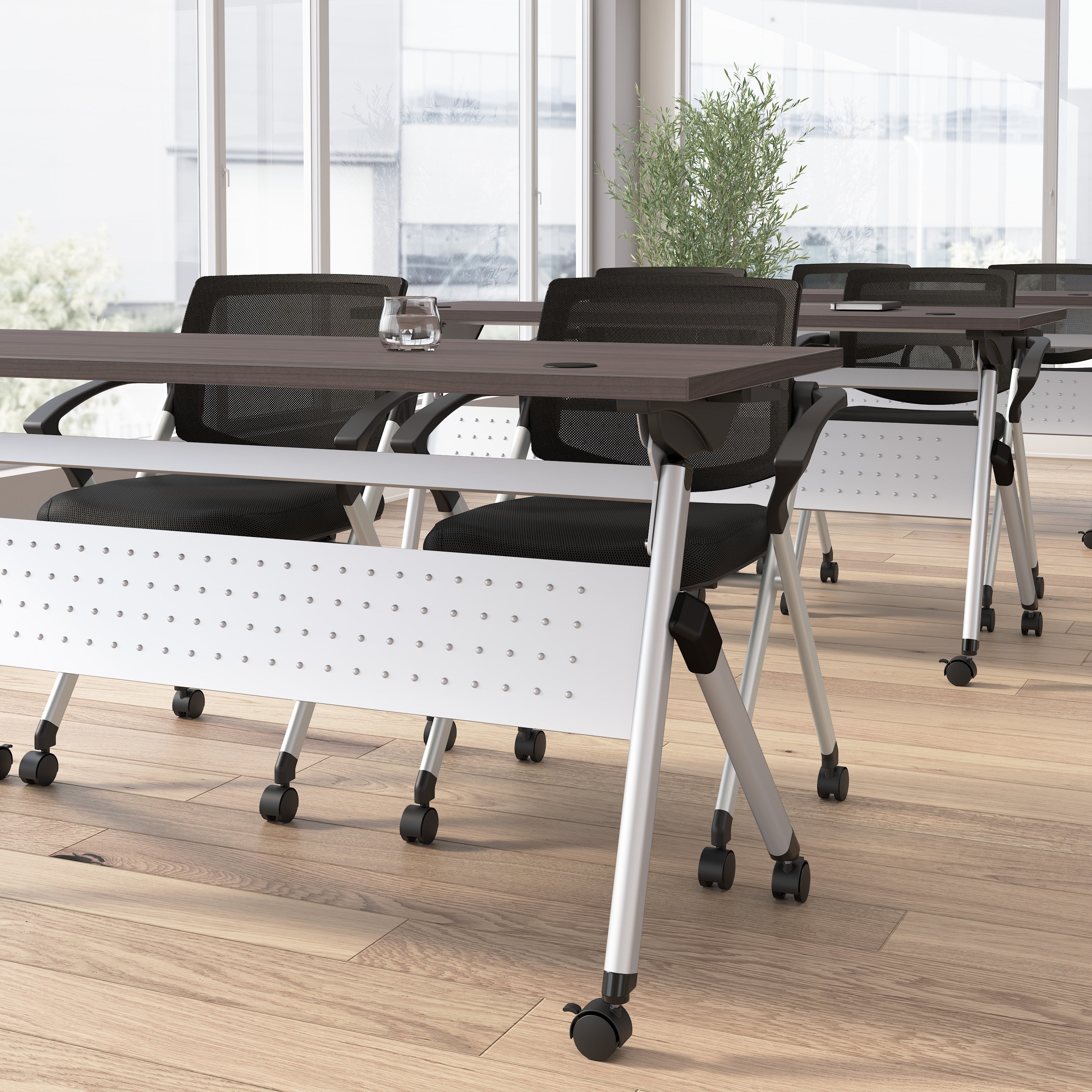 Bush Business Furniture Envision 72W Folding Training Table with Powered Grommets in Storm Gray - 71.02" Width x 23.54" Depth x 29.62" Height