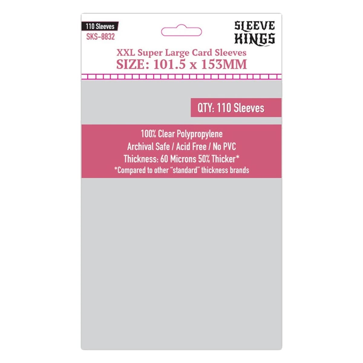 Sleeve Kings Premium Card Sleeves - XXL Super Large (101.5mm x 153mm) 110 Sleeves per Pack