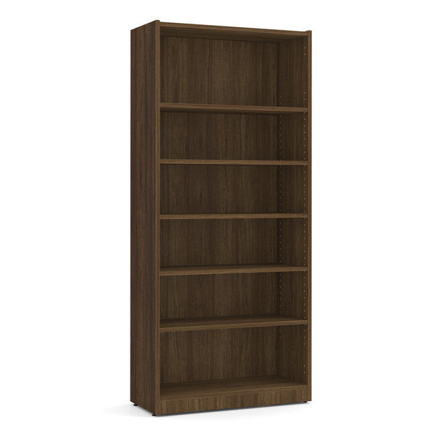 OfficeSource Laminate Bookcase - 6 Shelves - Modern Walnut