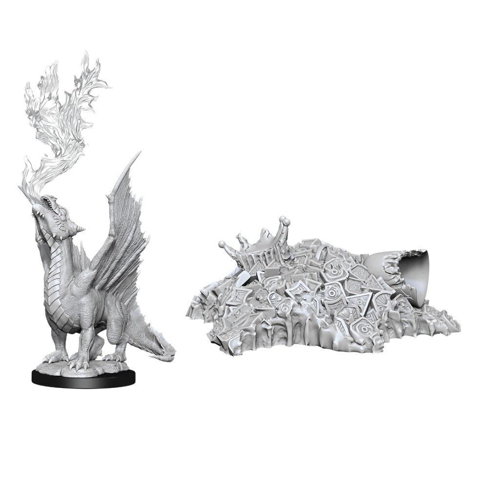 D&D: Nolzur's Marvelous Minis: Gold Dragon Wyrmling & Small Treasure Pile W11 (Unpainted)
