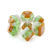 Metallic Dice Games 7-Set: 16mm: Fruit Kiwi/wh