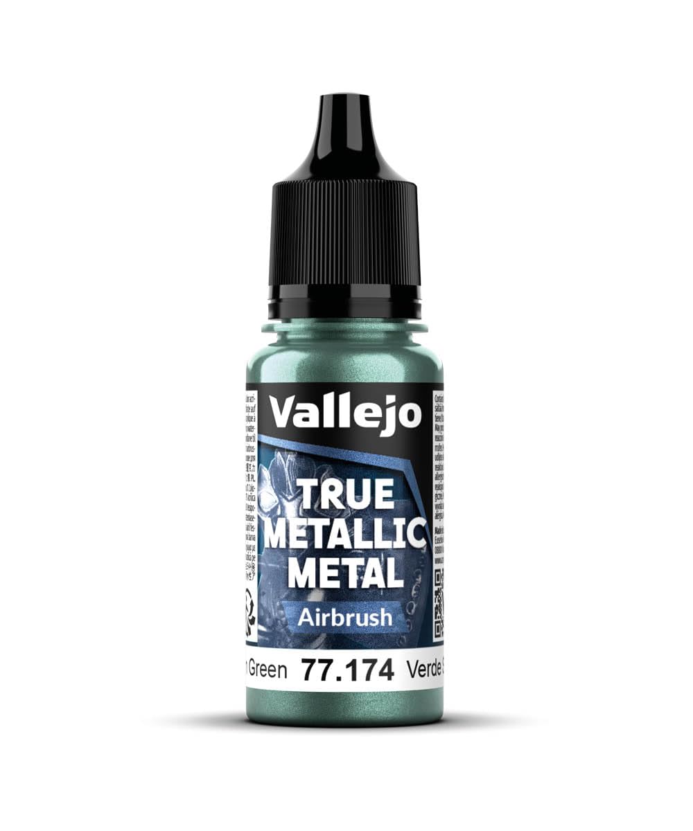 Vallejo - Dusken Green Airbrush | True Metallic Metal TMM | Acrylic Colors for Painting Metal Effects on Fantasy, Historical, and Wargaming Miniatures | 18 ml (0.6 fl.oz.)