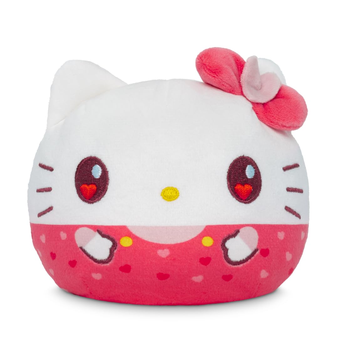 TeeTurtle Reversible Sanrio Hello Kitty Present 4-Inch Present Two-Sided Flip Plush Toy with Embroidered Details - Cute Mini Collectible Plush for Kids, Teens, and Adults