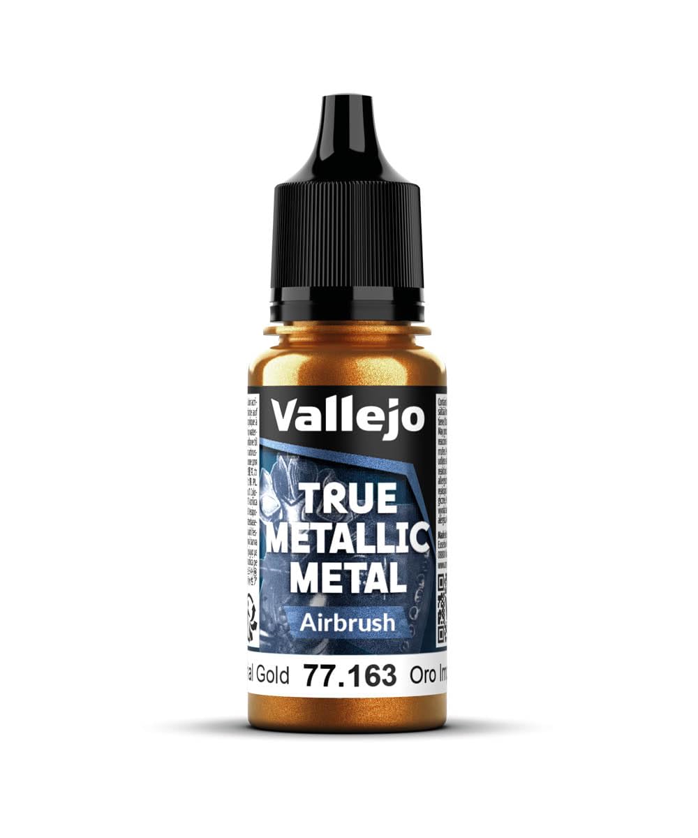 Vallejo - Imperial Gold Airbrush | True Metallic Metal TMM | Acrylic Colors for Painting Metal Effects on Fantasy, Historical, and Wargaming Miniatures | 18 ml (0.6 fl.oz.)
