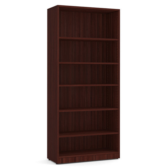 OfficeSource Laminate Bookcase - 6 Shelves - Mahogany