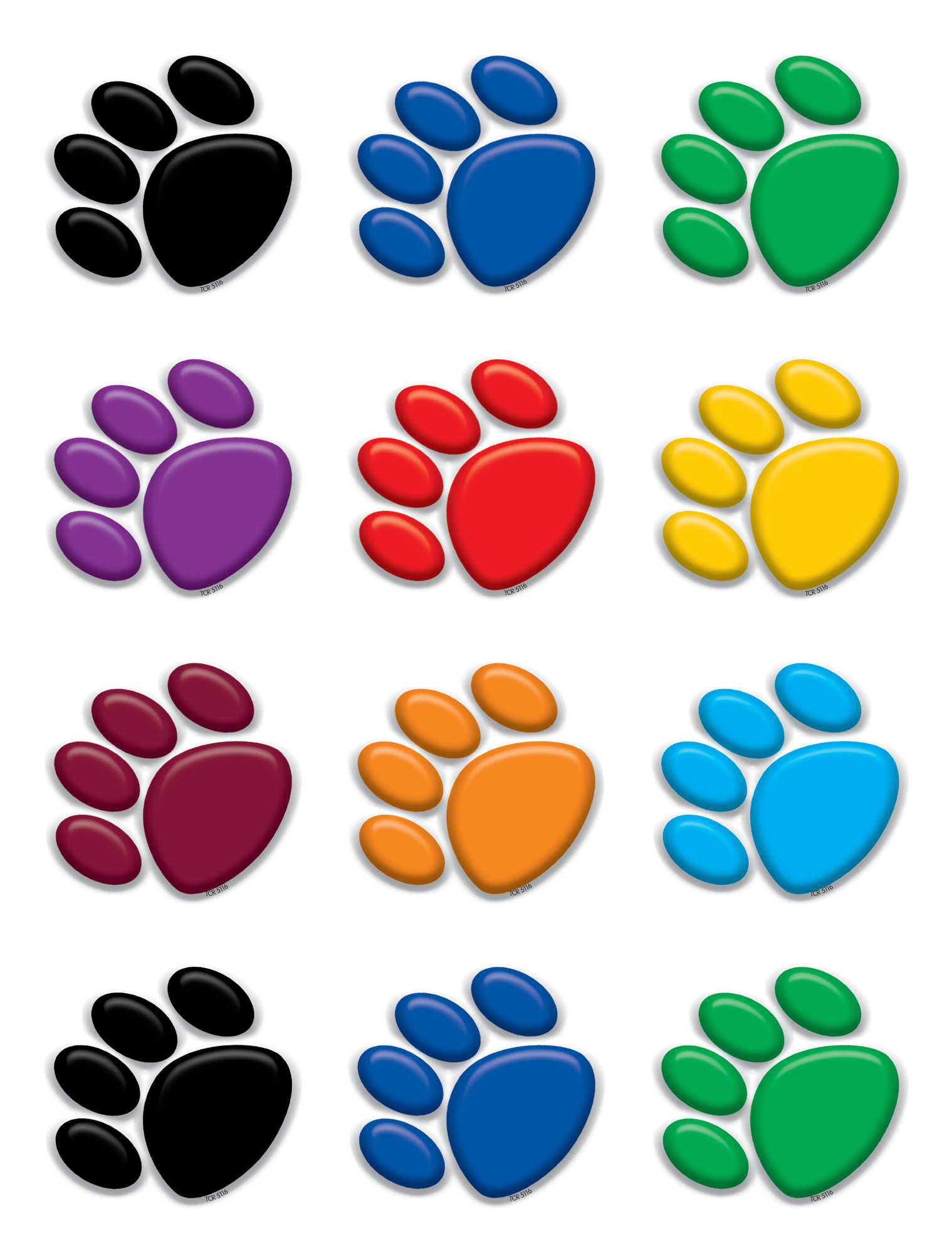 Colorful Paw Prints Mini Accents