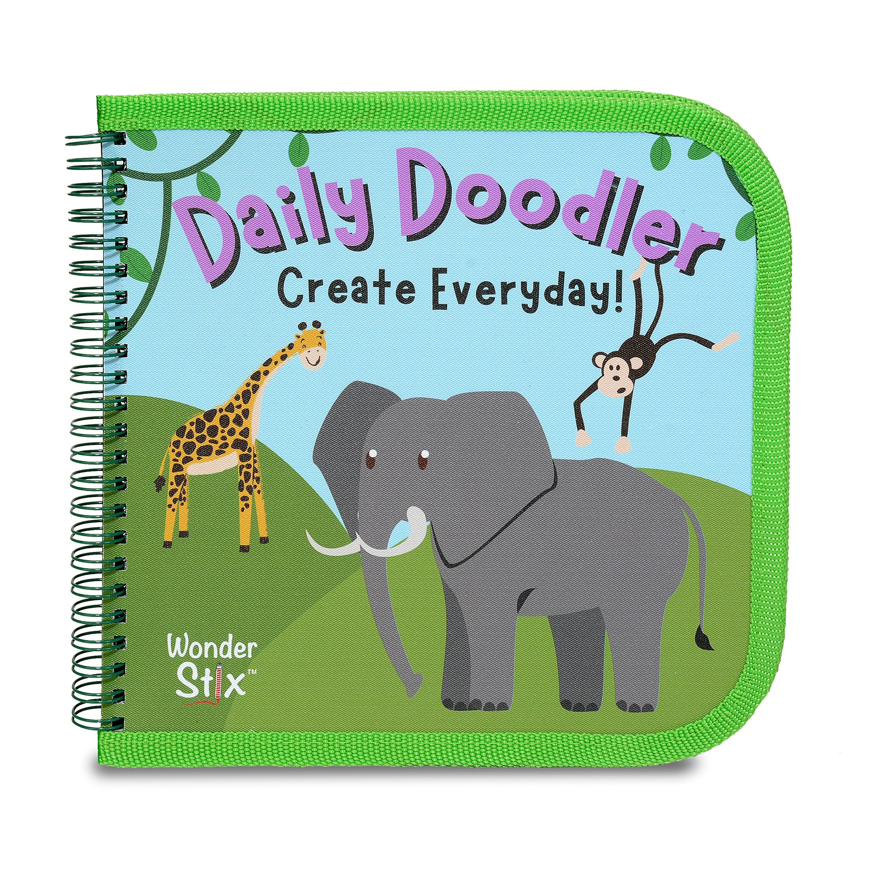 Daily Doodler Reusable Activity Book-Wild Animals Cover, Includes 4 Wonder Stix