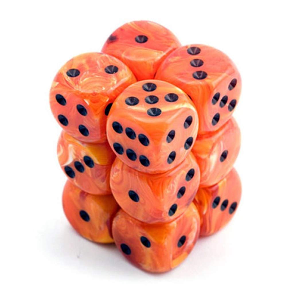 Set of 7 Chessex Vortex Orange/black RPG Dice