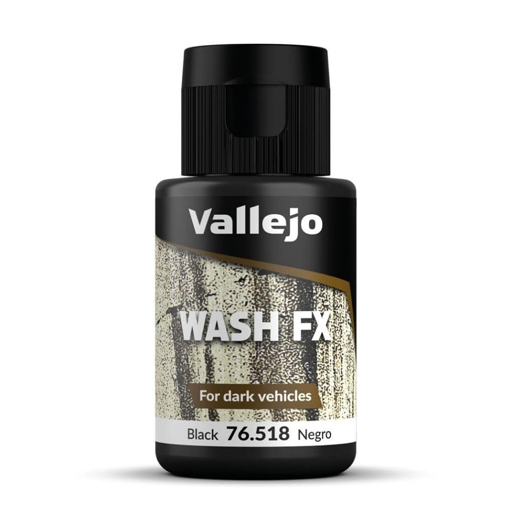 Vallejo - Wash FX | Black 35 ml. (1.18 fl.oz.) | Designed for Dark Vehicles | Visual Realism for your Projects | Brush or Airbrush Use