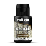 Vallejo - Wash FX | Black 35 ml. (1.18 fl.oz.) | Designed for Dark Vehicles | Visual Realism for your Projects | Brush or Airbrush Use