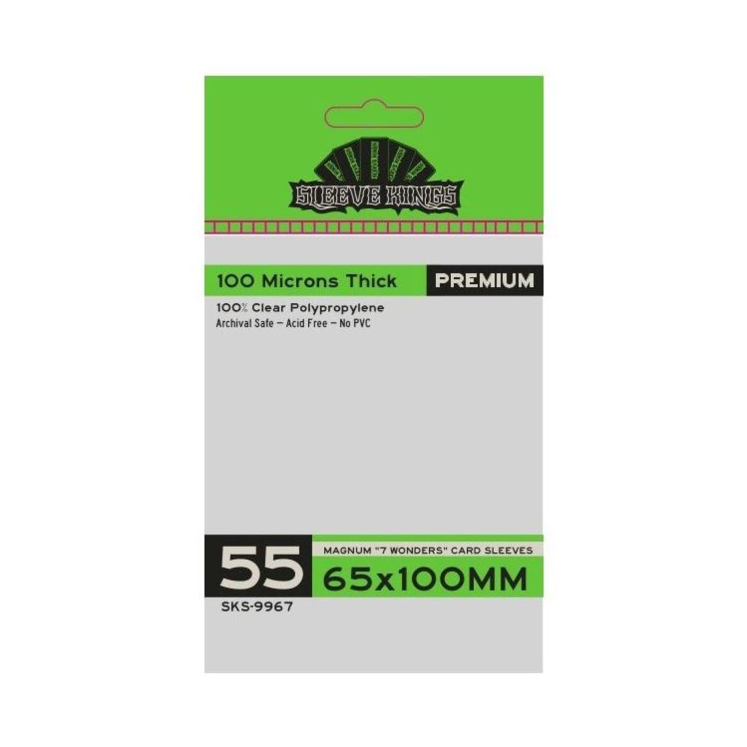 Sleeve Kings Board Game Sleeves Magnum '7 Wonders' Card Sleeves (65mm x 100mm) (55 Sleeves per Pack)