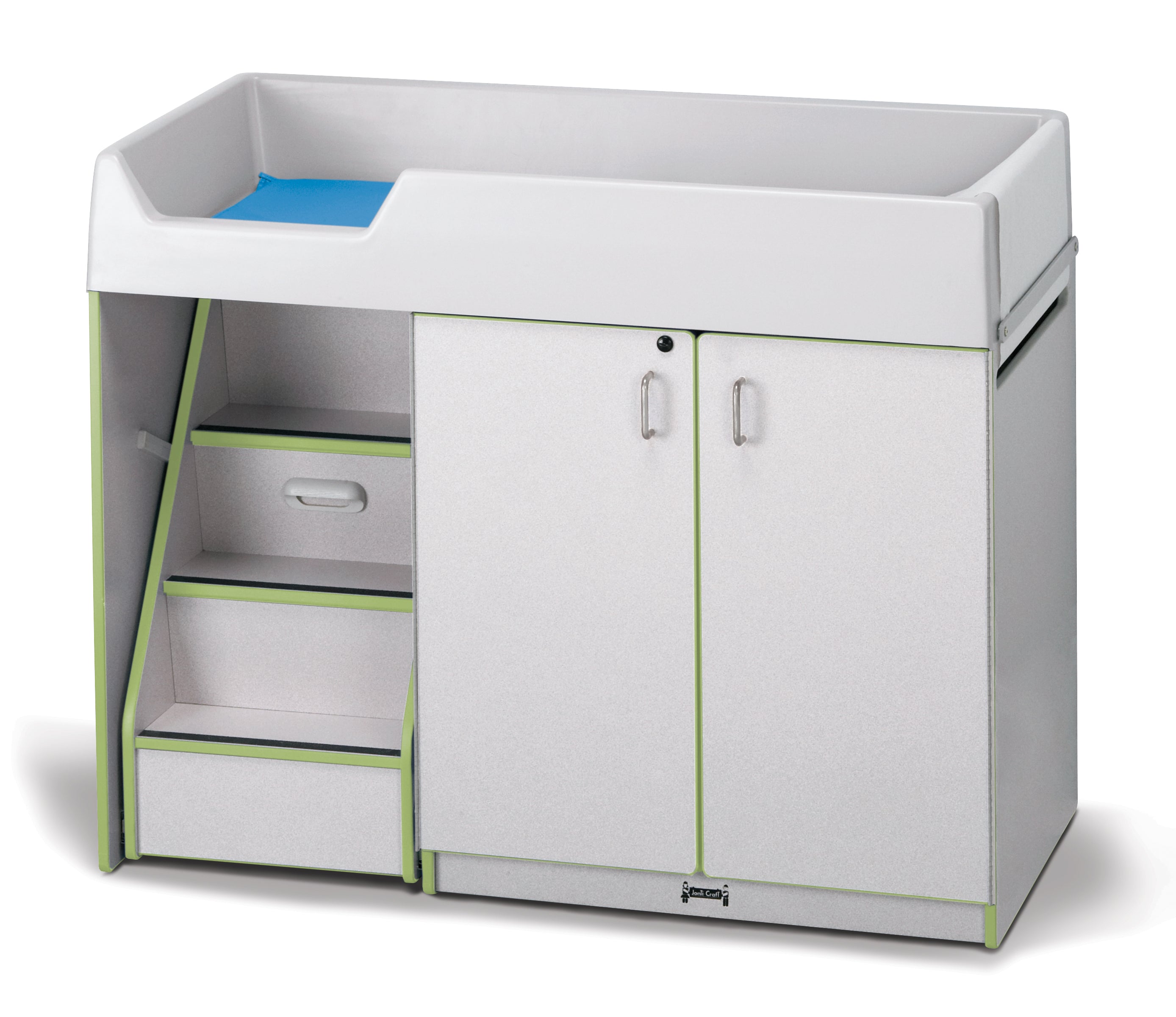 Rainbow Accents® Diaper Changer with Stairs - Left - Key Lime Green