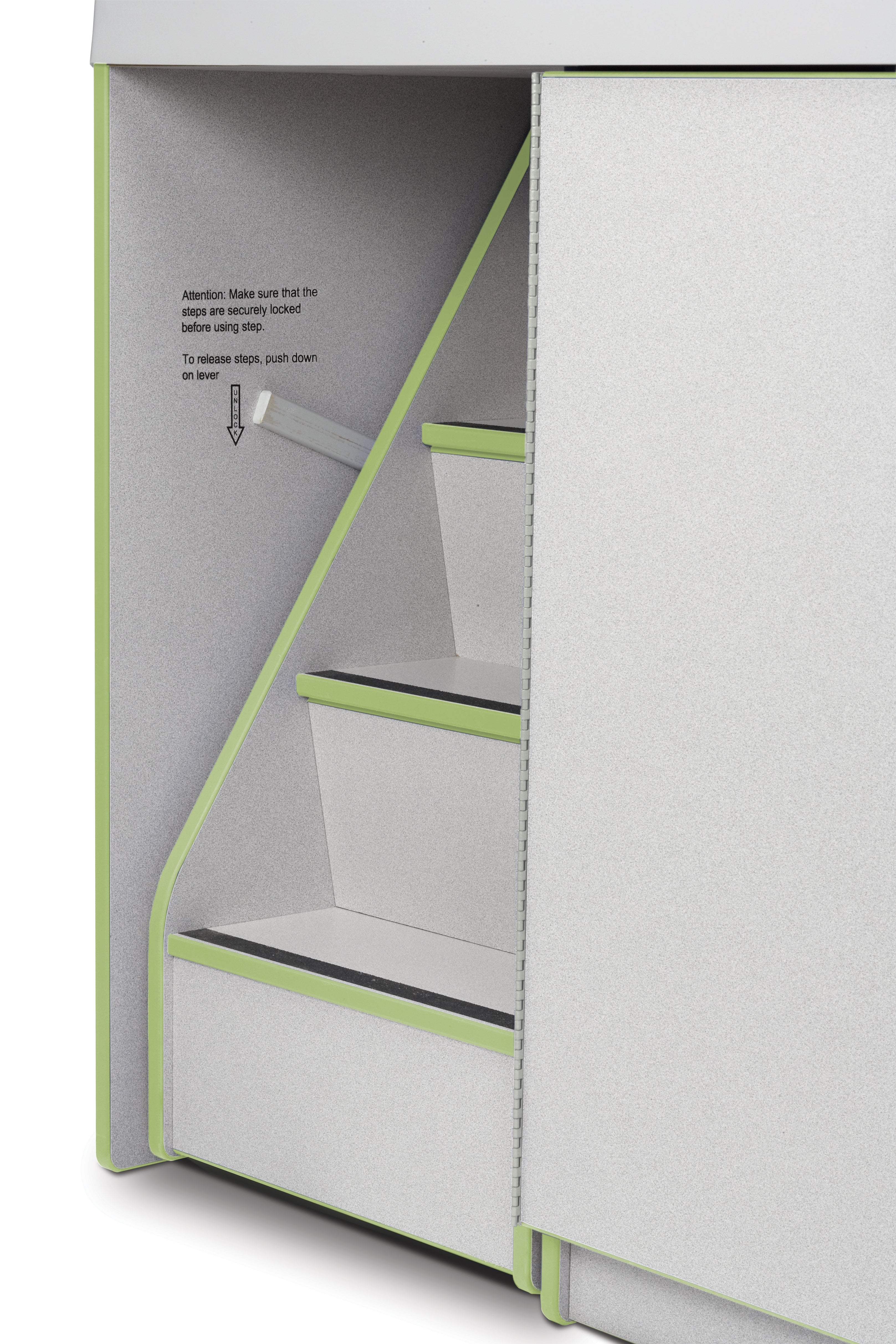 Rainbow Accents® Diaper Changer with Stairs - Left - Key Lime Green
