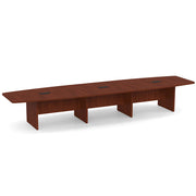OfficeSource Laminate Expandable Boat Shaped Conference Table with Slab Base - 16' - Cherry