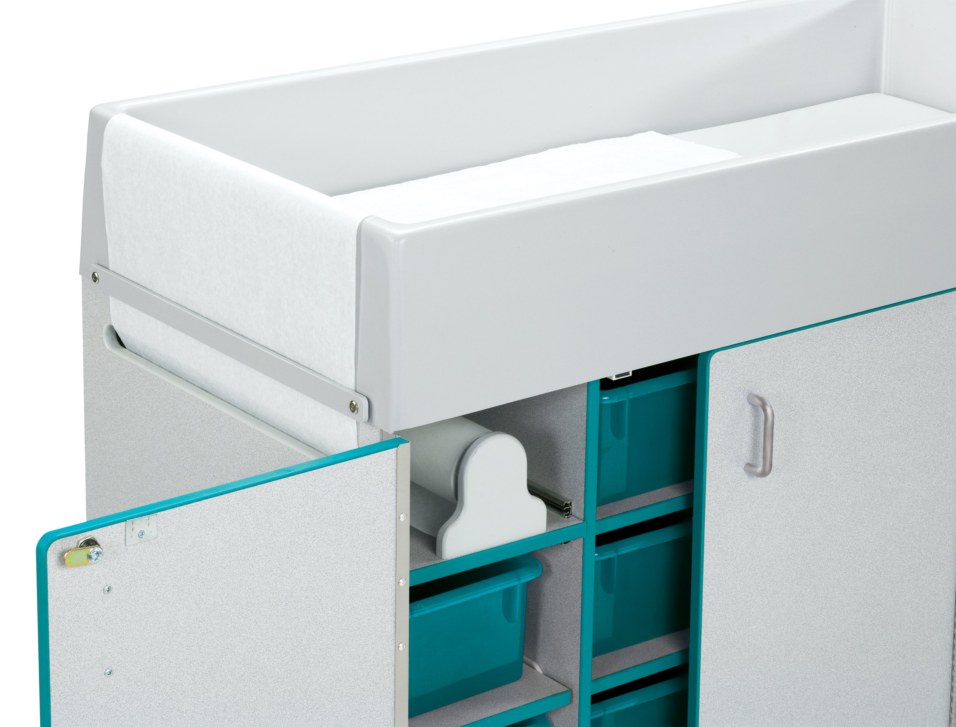 Rainbow Accents® Diaper Changer with Stairs - Right - Teal
