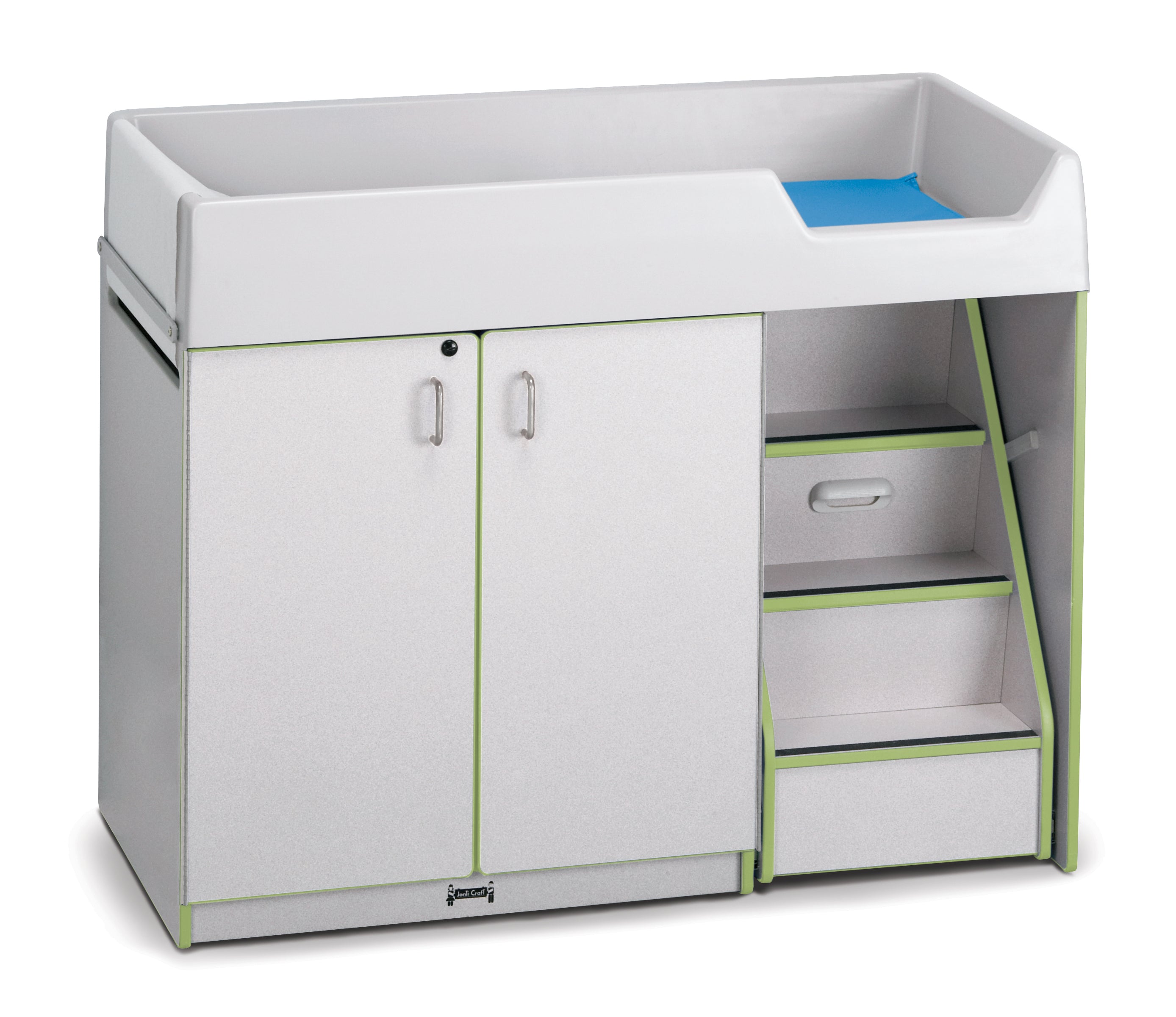 Rainbow Accents® Diaper Changer with Stairs - Right - Key Lime Green
