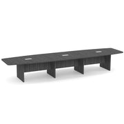 OfficeSource Laminate Expandable Boat Shaped Conference Table with Slab Base - 16' - Coastal Gray