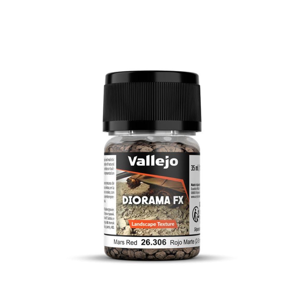 Vallejo - Diorama FX Landscape Textures | Mars Red 2 to 5 mm (0.08" to 0.2") Particle Size | Ideal Basing for Scenary and Dioramas | Bottle of 35 ml. (1.18 fl.oz.) | Weight 50 g. (1.76 oz.)