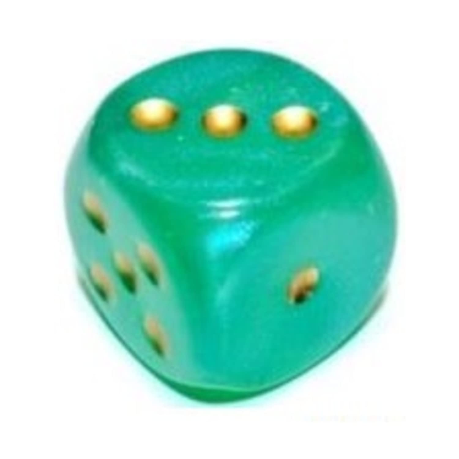 Chessex Borealis 12mm d6 Light Green/Gold Luminary Dice Block (36 dice) (27975)