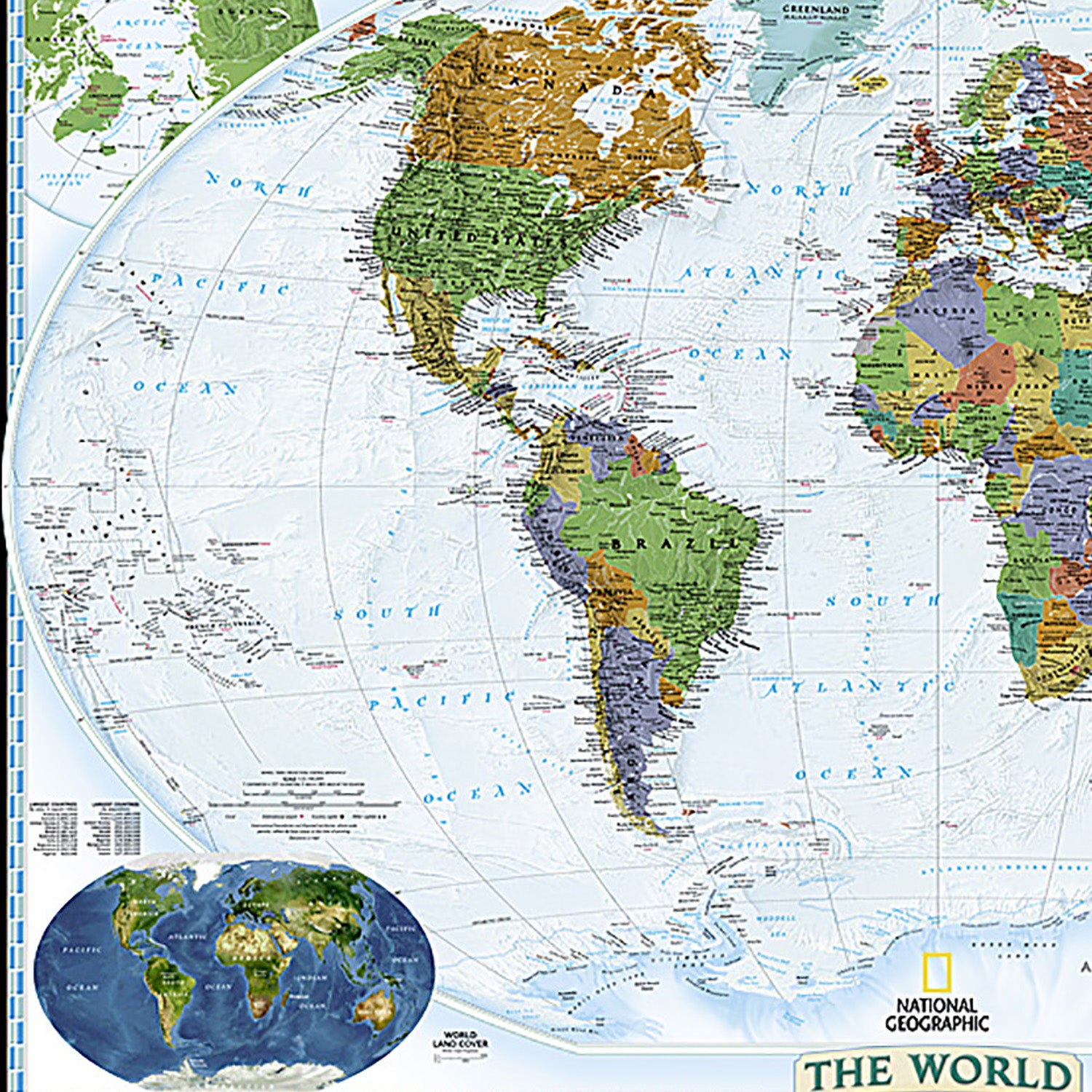 World Decorator Map, Enlarged and Laminated, 73" x 48"