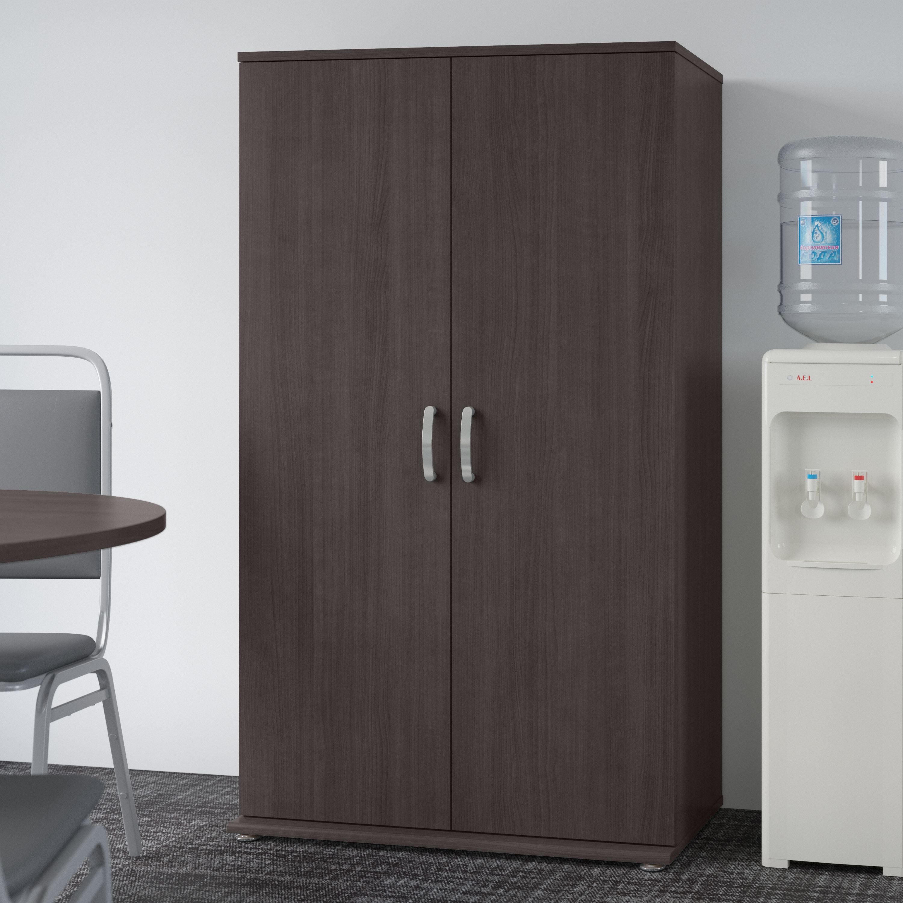 Bush Business Furniture Universal Tall Storage Cabinet with Doors and Shelves in Storm Gray - 35.71" Width x 17.2" Depth x 61.81" Height