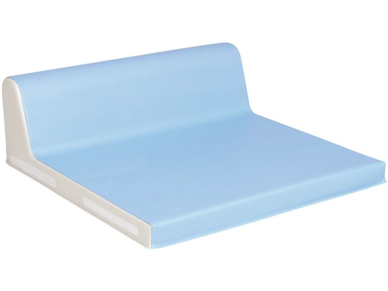 Square Babyseat With Backrest - Light Blue/Ivory, 29.5"L x 29.5"W x 9.6"H