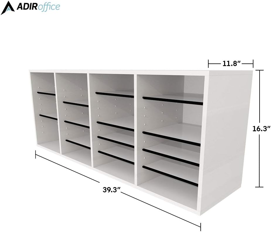 Wood Adjustable 24 Compartment Literature Organizer, White 2 Pack