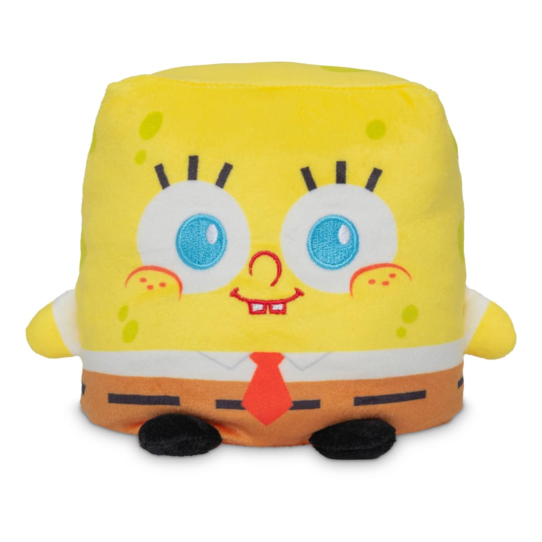 TeeTurtle Reversible Spongebob Squarepants Spongebob 5 -Inch Two-Sided Flip Plush Toy with Embroidered Details - Cute Mini Collectible Plush for Kids, Teens, and Adults