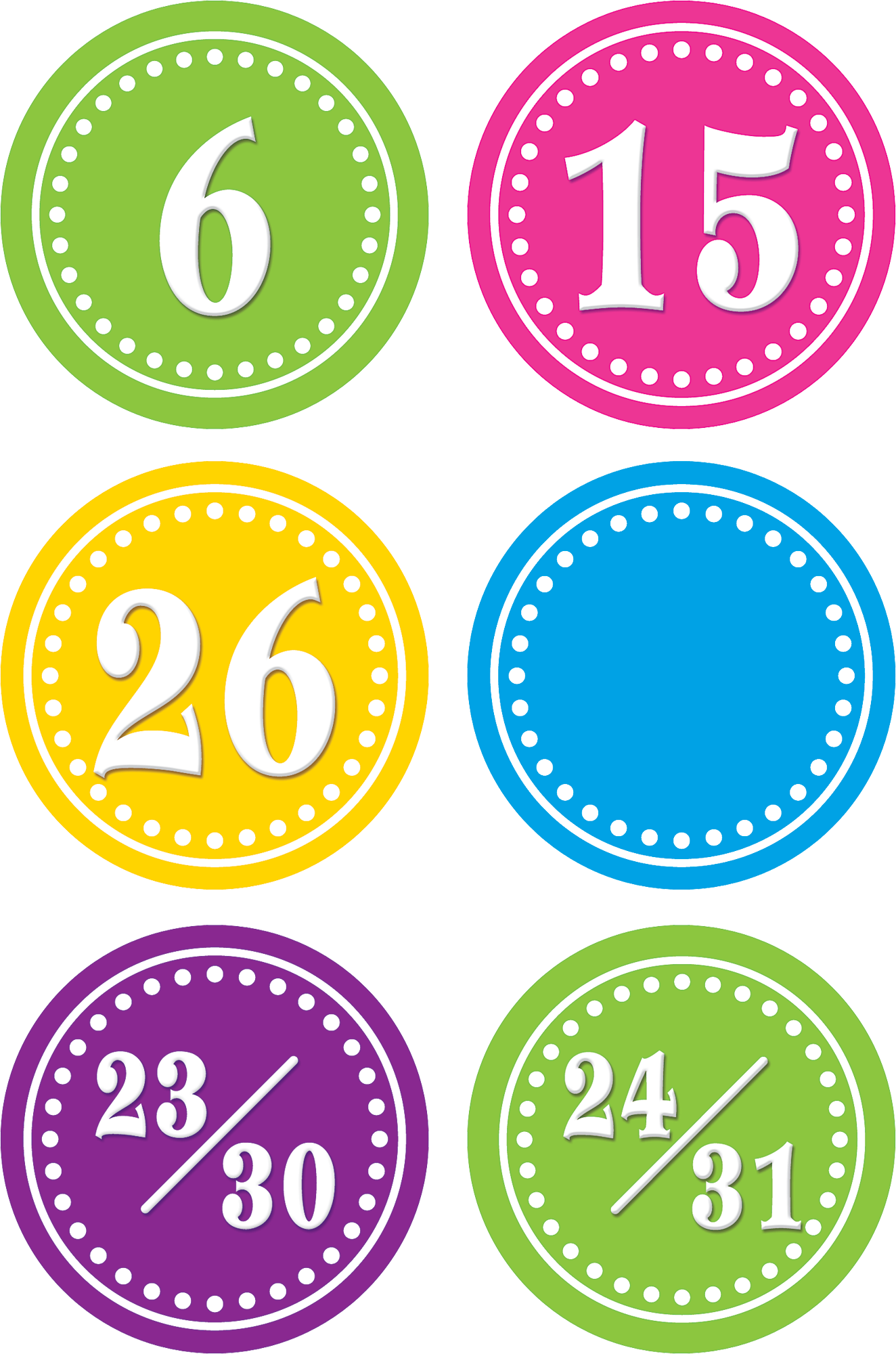 Bright Circles Calendar Days