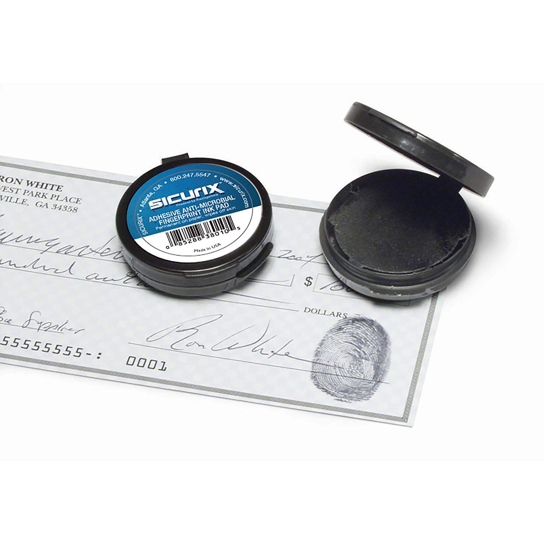 Inkless Fingerprint Pad with Adhesive, Black
