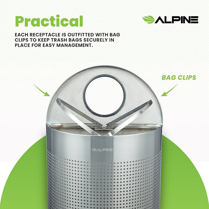 12 Gallon Stainless Steel Perforated Half Round Decorative Waste Receptacle