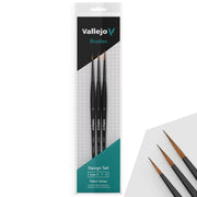 Vallejo - Detail Series Desing Set | Hobby Brush Kit | Flagged Synthetic Bristles | Sizes 0, 1, and 2 | Lightweight and Ergonomic Wooden Handles | Ideal for Acrylic Detail Work