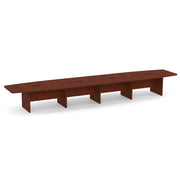 OfficeSource Laminate Expandable Boat Shaped Conference Table with Slab Base - 20' - Cherry