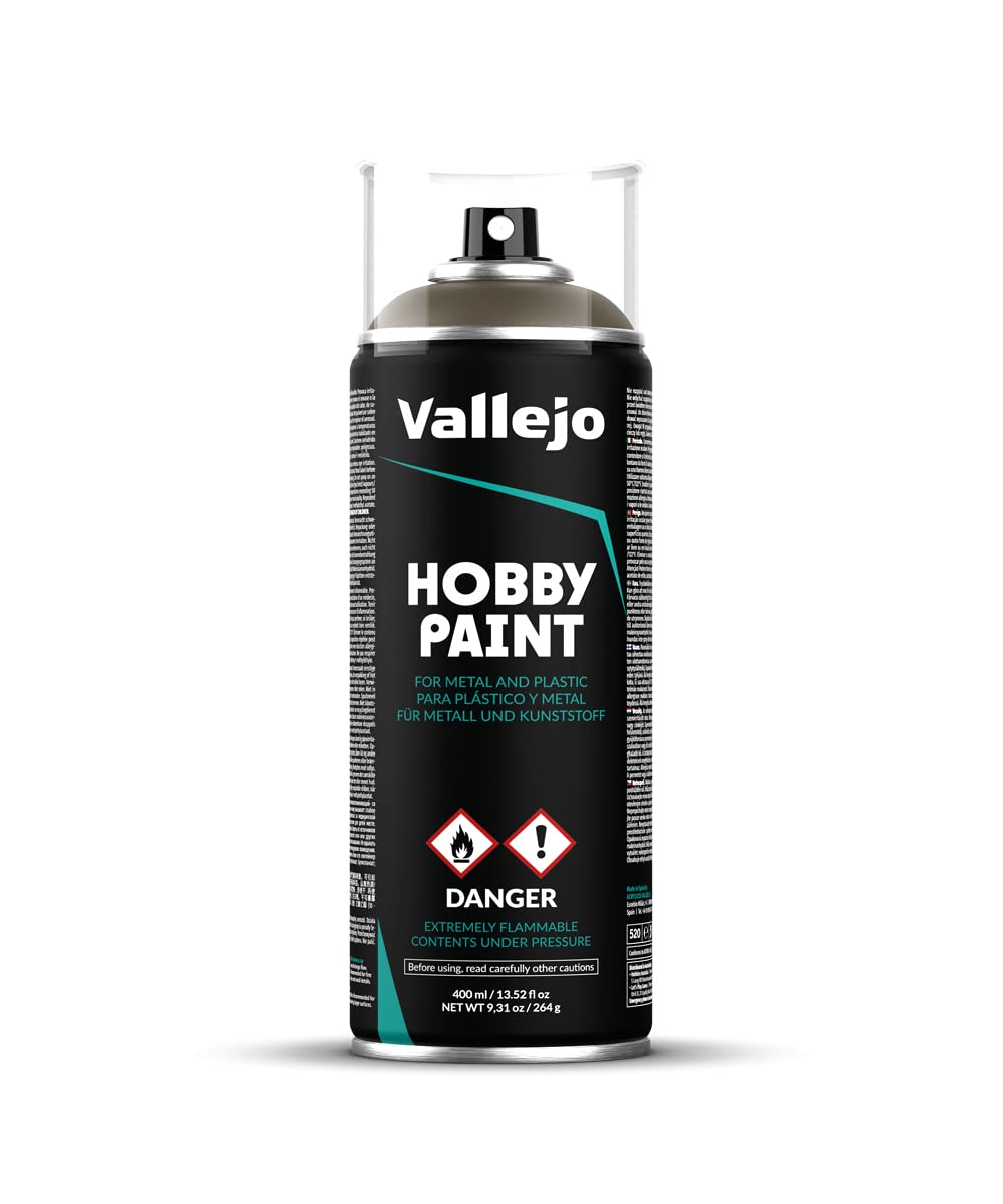 Vallejo - Hobby Paint Spray AFV | US Olive Drab 400 ml. (13.5 fl.oz.) | Creates Perfect Matt and Self Levelling Finish | Equipped with 2 Different Nozzles