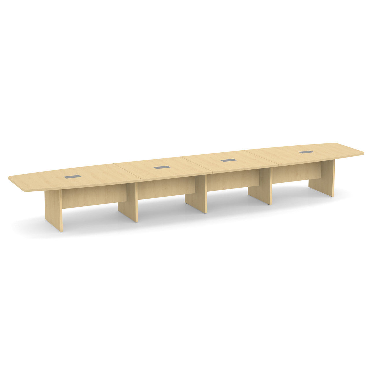 OfficeSource Laminate Expandable Boat Shaped Conference Table with Slab Base - 20' - Maple