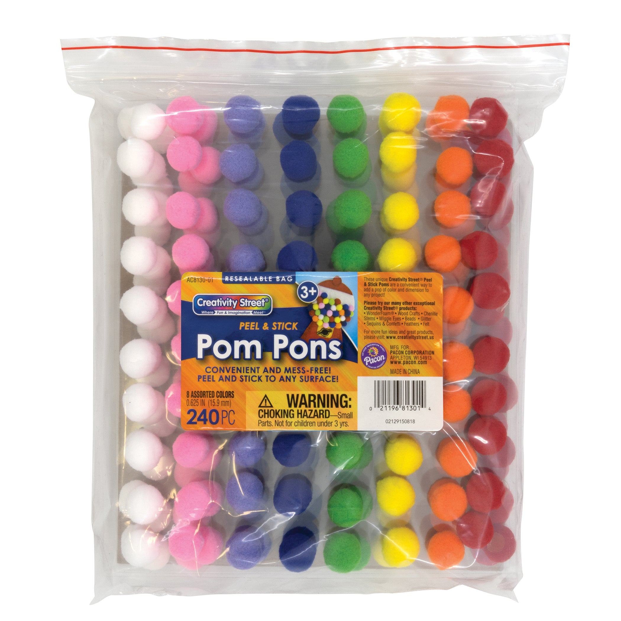 Peel n Stick Pom Pons, Pack of 240