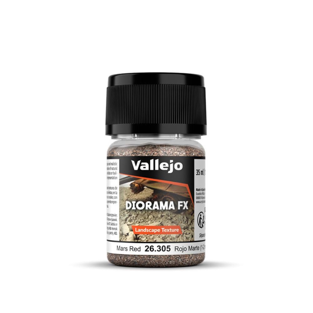 Vallejo - Diorama FX Landscape Textures | Mars Red 1 to 2 mm (0.04" to 0.08") Particle Size | Ideal Basing for Scenary and Dioramas | Bottle of 35 ml. (1.18 fl.oz.) | Weight 50 g. (1.76 oz.)