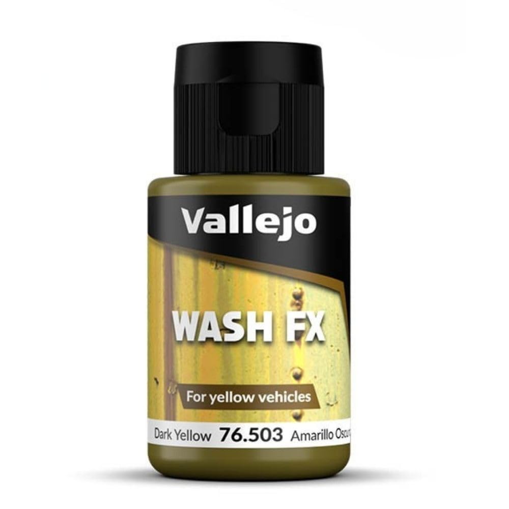 Vallejo - Wash FX | Dark Yellow 35 ml. (1.18 fl.oz.) | Designed for Yellow Vehicles | Visual Realism for your Projects | Brush or Airbrush Use